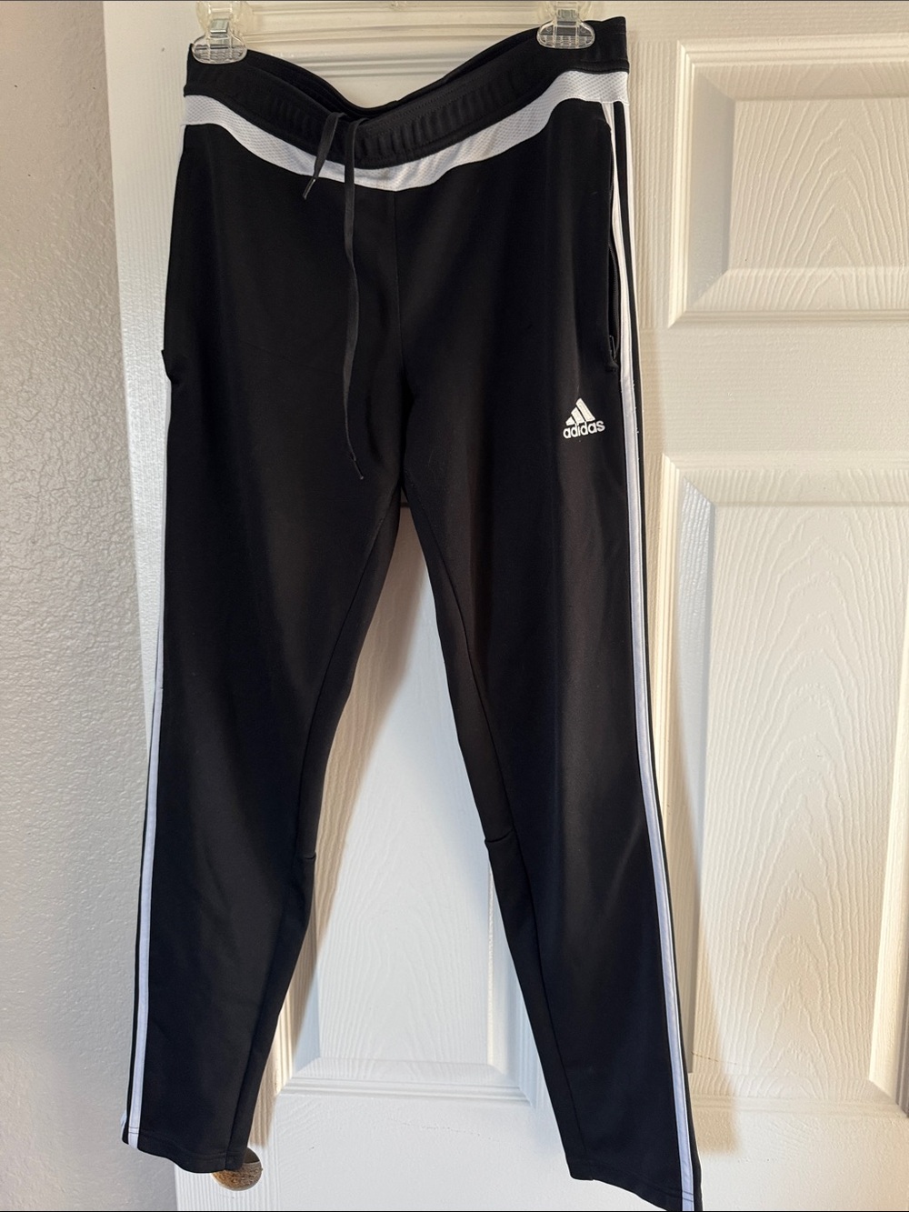 adidas Black Joggers with White Stripe Detail